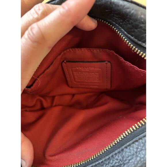 Coach Horse & Carriage Crossbody Bag Embossed Logo Black Leather Red Purse - Picture 5 of 16